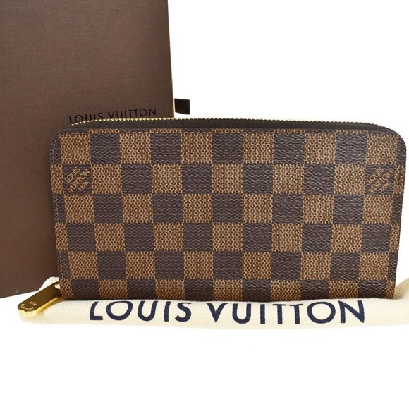 LOUIS VUITTON Zippy Wallet Long Bifold Purse Damier Leather Brown - Picture 1 of 15